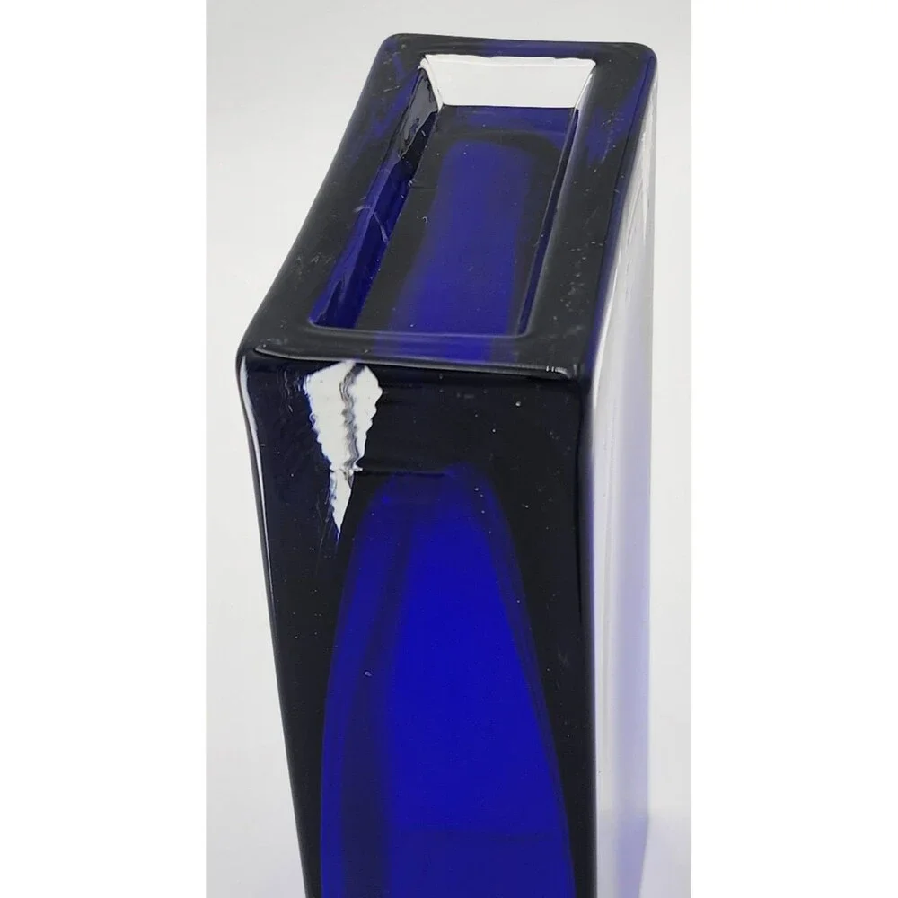 Vintage Sommerso Vase ~ Beautiful Cobalt Blue & Clear Glass